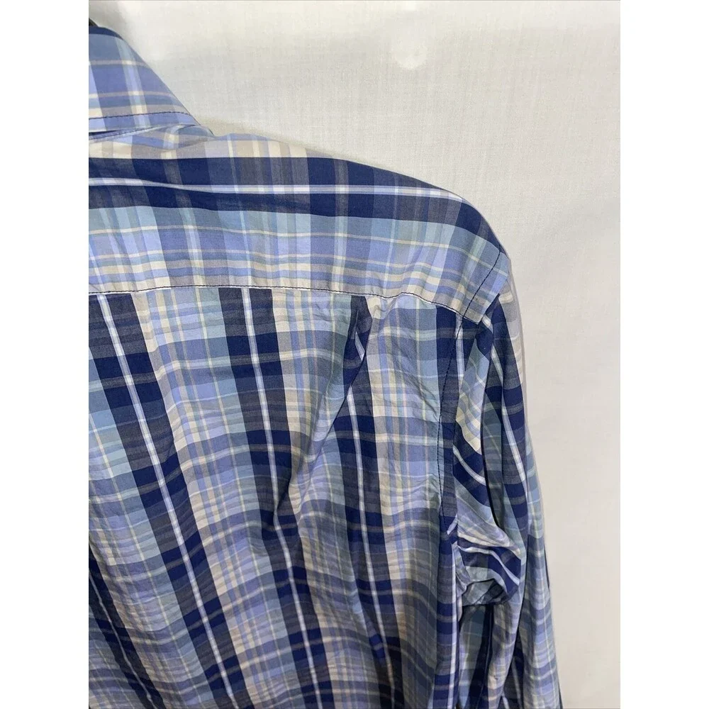 Banana Republic Dress Shirt Mens Size Medium Slim Fit Blue Striped Button Up LS